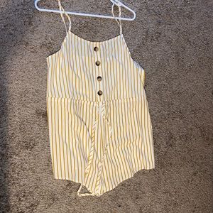 Yellow and white striped romper